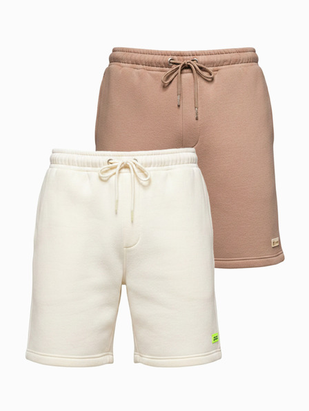 Ombre Clothing Set aus zwei UNISEX-Shorts mit elastischem Bund - creme/hellbraun V2 Z129 Ombre Clothing