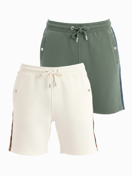 Ombre Clothing Set aus zwei Herren-Trainingsshorts mit Streifen - creme/olivfarben V2 Z128 Ombre Clothing