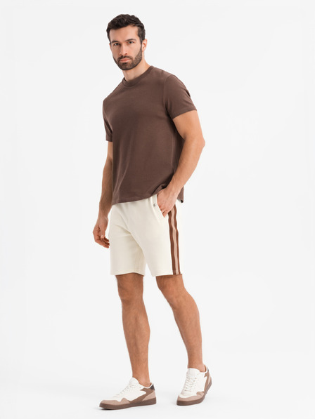 Ombre Clothing Set aus zwei Herren-Trainingsshorts mit Streifen - creme/olivfarben V2 Z128 Ombre Clothing