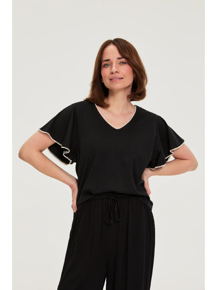 Moodo Bluse mit breiten Ärmeln schwarz Moodo