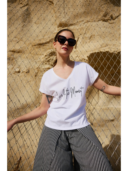 Moodo T-Shirt mit Druck weiß Moodo