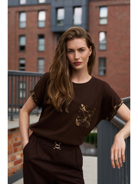 Moodo T-Shirt mit Tasche braun Moodo