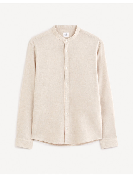Celio Beigefarbenes Herrenhemd mit Leinen Celio Galinco