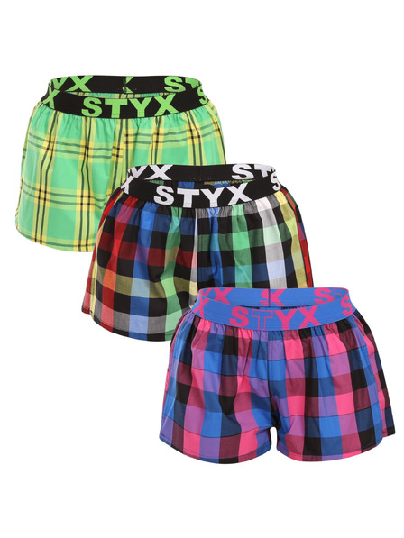 Styx Dreierpack - Damen-Shorts Styx Sportgummiband mehrfarbig