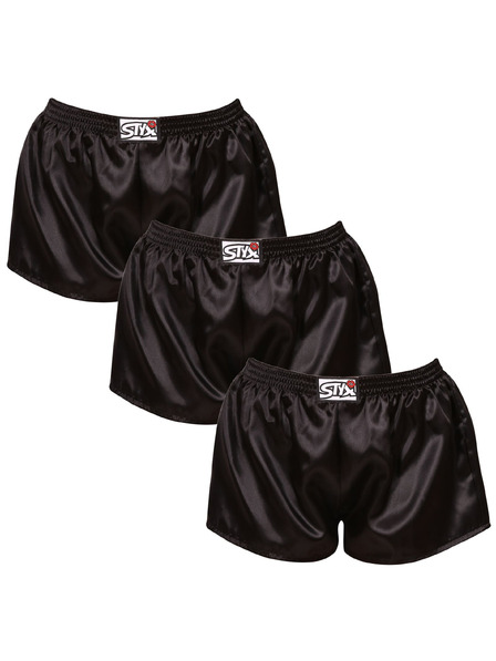 Styx Dreierpack - Damen-Shorts Styx klassisches Gummiband Satin schwarz