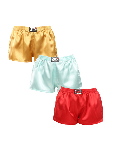 Styx Dreierpack - Damen-Shorts Styx klassisches Gummiband Satin mehrfarbig