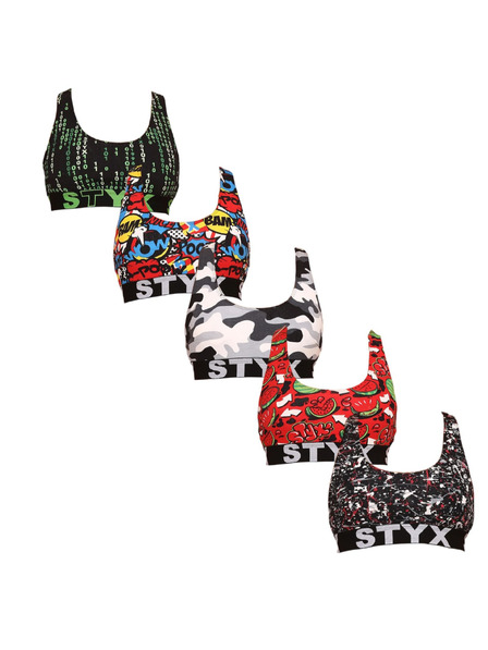 Styx Set aus fünf - Damen-Sport-BH Styx art mehrfarbig