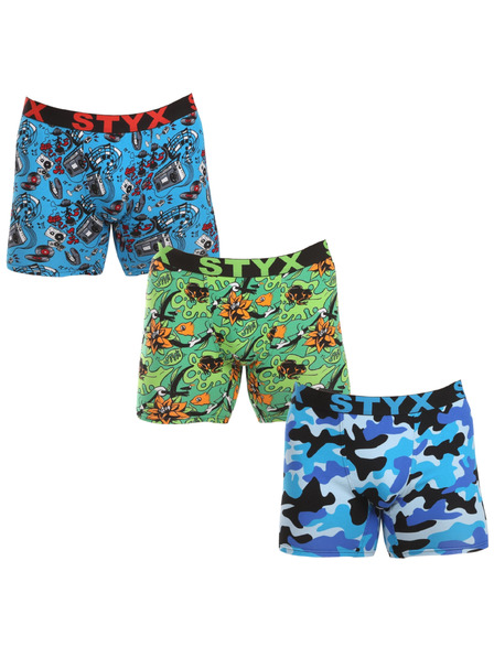 Styx Dreierpack - Herrenboxershorts Styx long art Sportgummi mehrfarbig