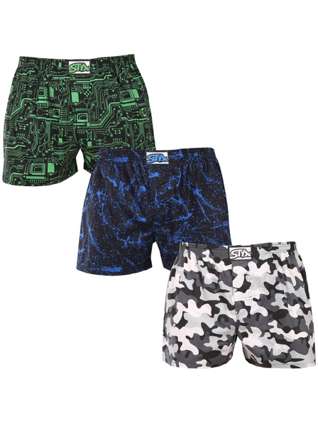 Styx Dreier-Set - Herren-Shorts Styx art klassisches Gummiband übergroß mehrfarbig