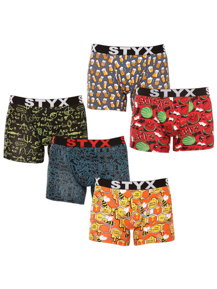 Styx Fünfer-Set - Herren-Boxershorts Styx long art Sportgummi Mehrfarbig