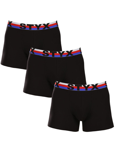Styx Dreier-Set - Herren-Boxershorts Styx long Sportgummi Schwarz Trikolore