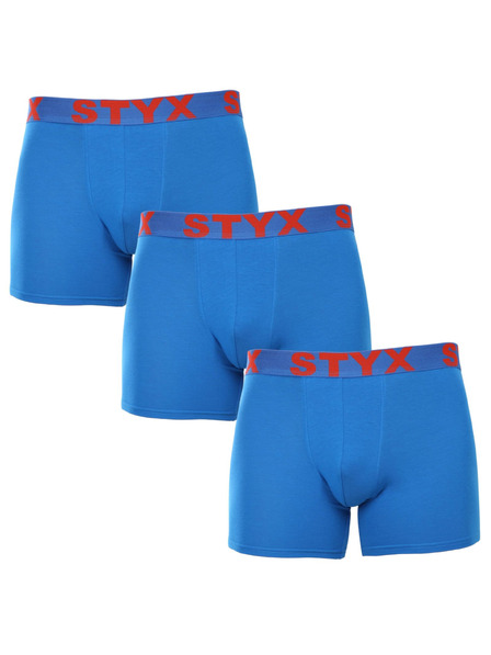 Styx Dreier-Set - Herren-Boxershorts Styx long Sportgummi Blau