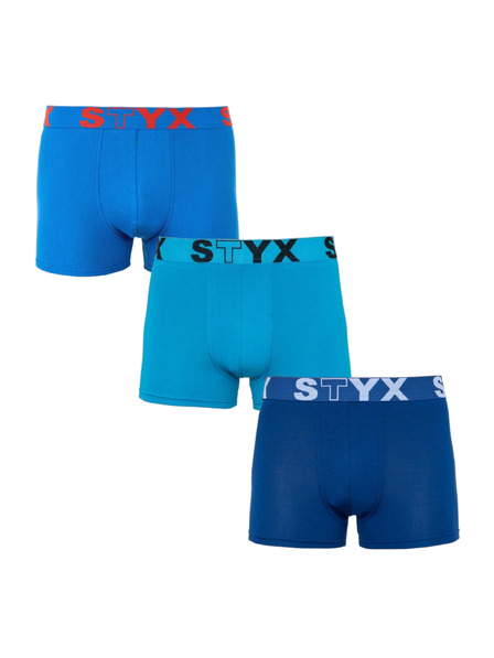 Styx Dreierpack - Herrenboxer Styx Sportgummiband Blau
