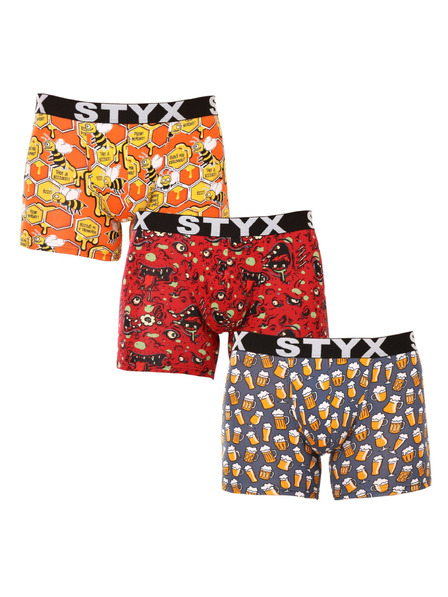 Styx Dreierpack - Herrenboxershorts Styx long art Sportgummi mehrfarbig