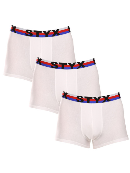 Styx Dreierpack - Herren-Boxershorts Styx Sportgummi weiße Trikolore