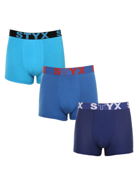 Styx Dreierpack - Herrenboxer Styx Sportgummiband Blau