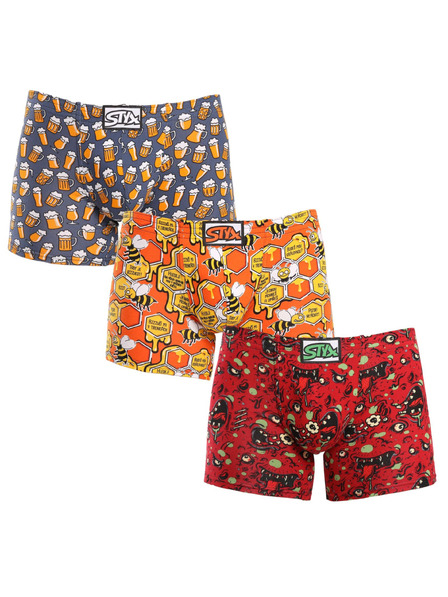 Styx Dreier-Set - Herren-Boxershorts Styx long art klassisches Gummi mehrfarbig
