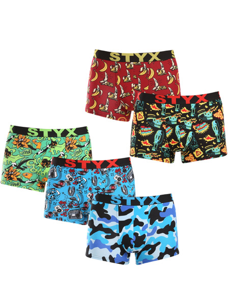 Styx Fünfer-Set - Herren-Boxershorts Styx art Sportgummi Mehrfarbig