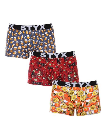 Styx Dreier-Set - Herren-Boxershorts Styx art Sportgummi mehrfarbig