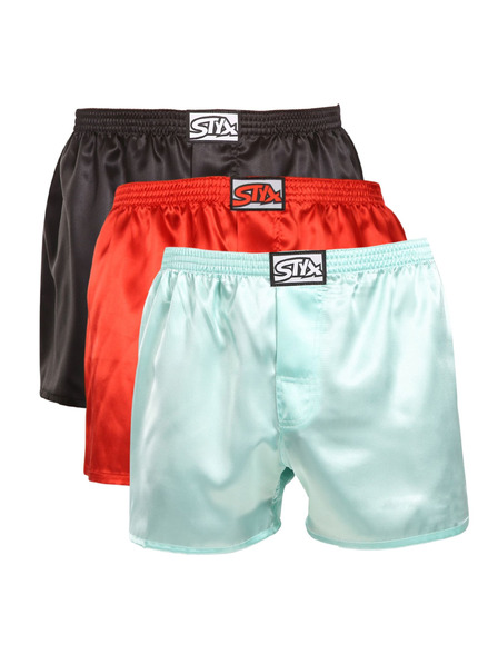 Styx Dreierpack - Herrenshorts Styx klassisches Gummi Satin mehrfarbig