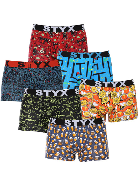 Styx Sechser-Set - Herren-Boxershorts Styx art Sportgummi mehrfarbig