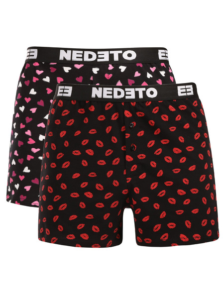 Nedeto Doppelpack - Herrenboxershorts Nedeto Kiss and Hearts mehrfarbig