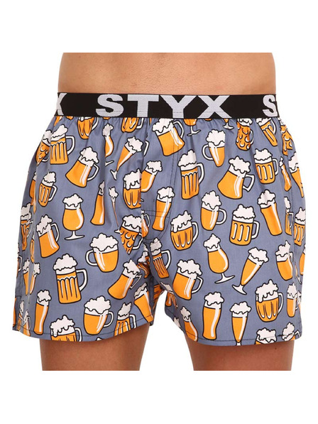 Styx Graue und gelbe Shorts mit sportlichem Gummizug Styx art Beer