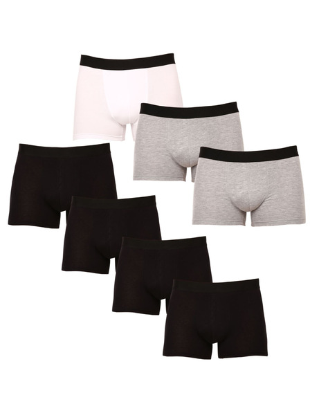 Nedeto Set mit sieben Herren-Boxershorts in schwarz, grau und weiß Nedeto
