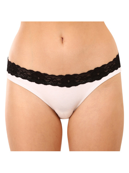 Styx Schwarz-weißer Damen-Slip mit Spitzendetail Styx