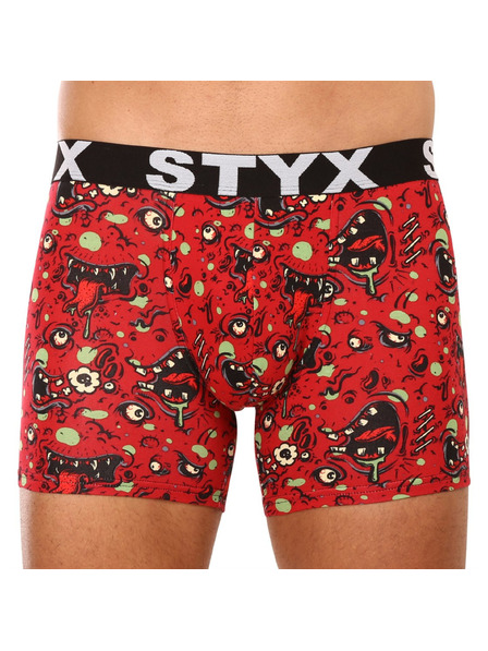 Styx Roter gemusterter Boxerslip für Männer Styx Zombie