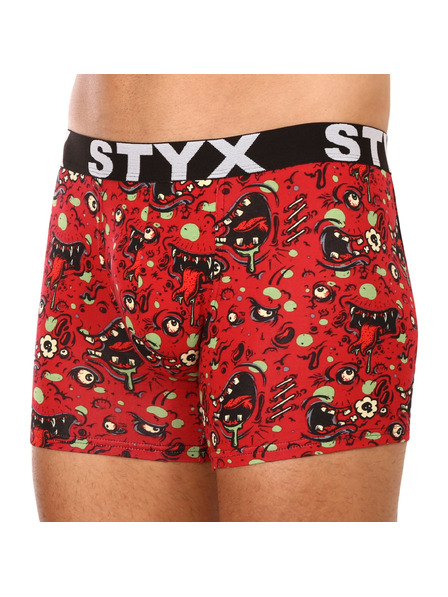 Styx Roter gemusterter Boxerslip für Männer Styx Zombie