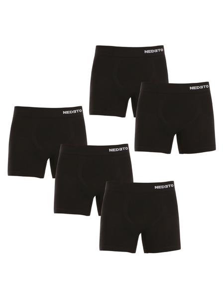 Nedeto Fünfer-Set nahtlose Herren-Boxershorts aus Bambus in Schwarz Nedeto