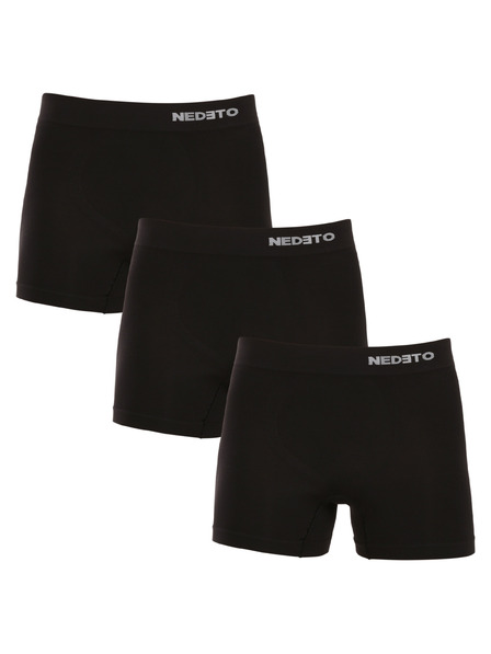 Nedeto Set mit drei nahtlosen Boxershorts aus Bambus in schwarz Nedeto
