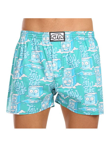 Styx Dreier-Set gemusterte Shorts für Herren in Türkis, Hellgrün und Braun STYX