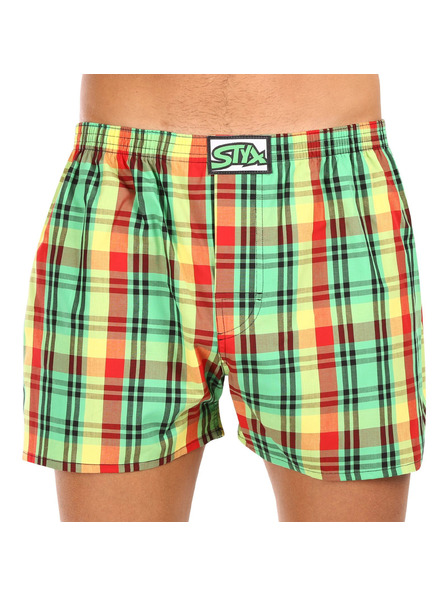 Styx Dreier-Set karierte Shorts für Herren in hellgrün, blau und rot STYX