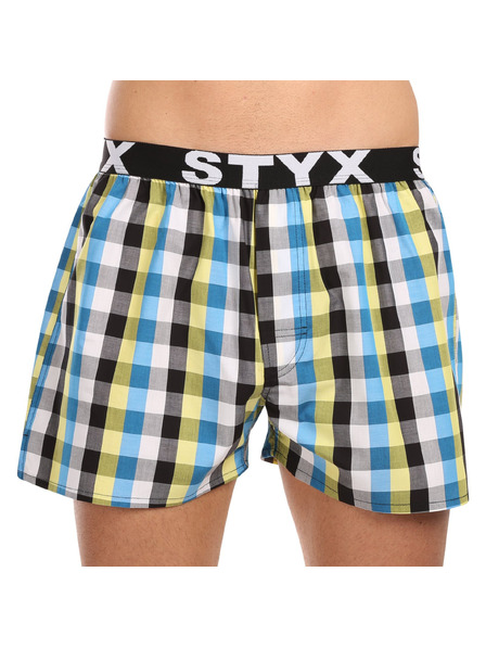 Styx Dreierpack karierte Shorts für Herren in blau, grün und orange STYX