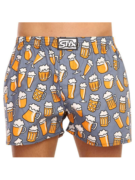 Styx Gelb und grau gemusterte Herrenshorts Styx Beer