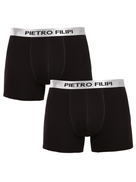 Pietro Filipi 2er Set - Herren Boxershorts Pietro Filipi schwarz Metallic Silber