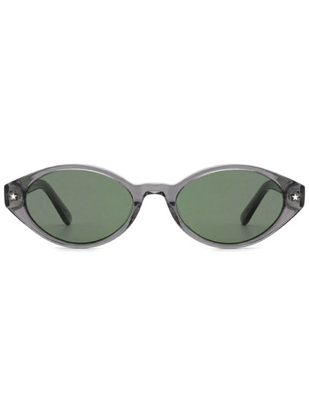 VEYREY VeyRey Damen Cat-Eye Acetat-Polarisationssonnenbrille Aest transparenter Rahmen grüne Gläser