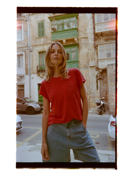 Moodo T-Shirt mit Tasche rot Moodo