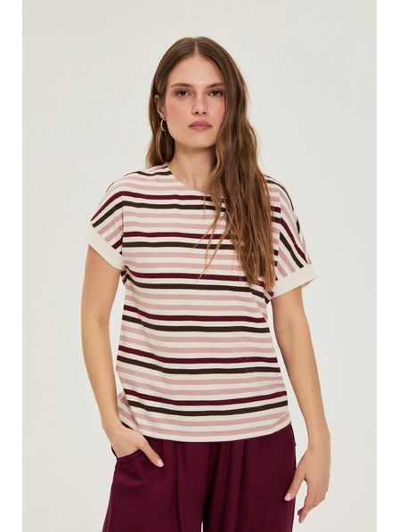 Moodo Bluse mit Streifen weinrot Moodo