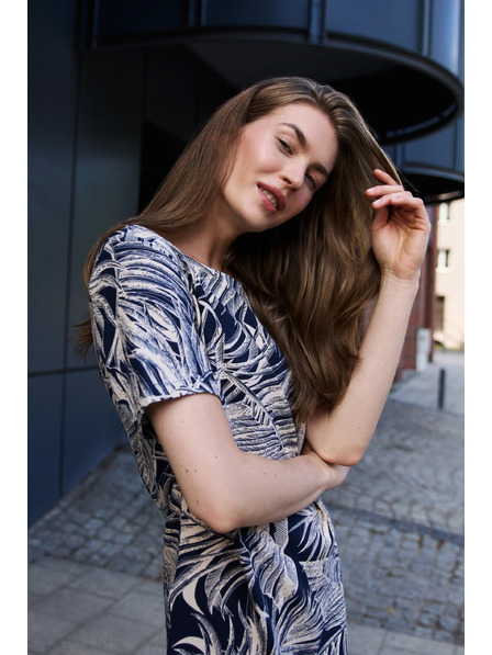 Moodo Kleid mit Leinenanteil dunkelblau Moodo