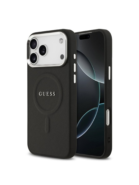 Guess Guess PU Saffiano MagSafe Rückseitenschutz für iPhone 17 Pro Max Black