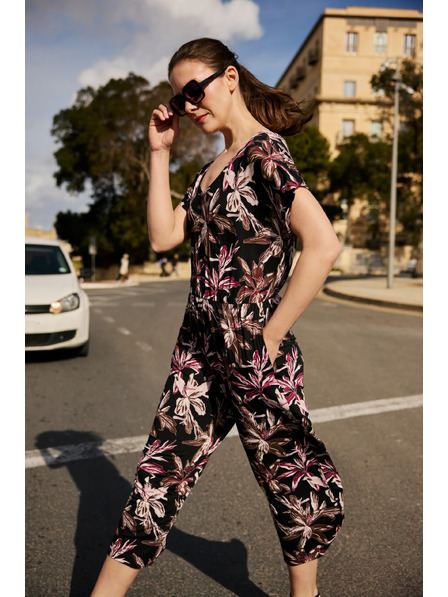 Moodo Jumpsuit mit Blumen schwarz Moodo