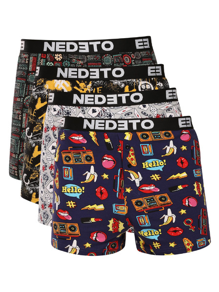 Nedeto Vierpack - Herrenboxershorts Nedeto mehrfarbig