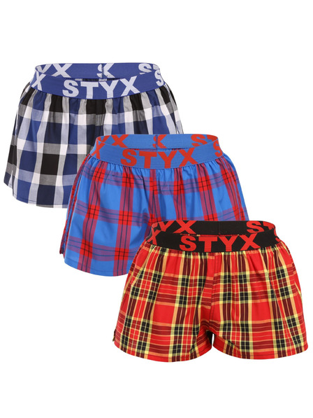 Styx Dreierpack - Damen-Shorts Styx Sportgummiband mehrfarbig
