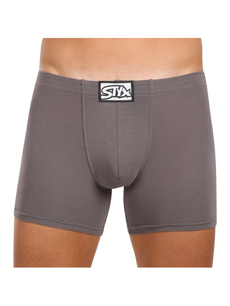 Styx Herrenboxershorts Styx long klassischer Gummibund dunkelgrau