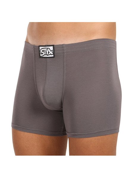 Styx Herrenboxershorts Styx long klassischer Gummibund dunkelgrau