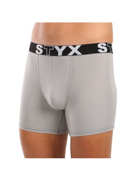 Styx Herrenboxershorts Styx long Sportgummibund hellgrau