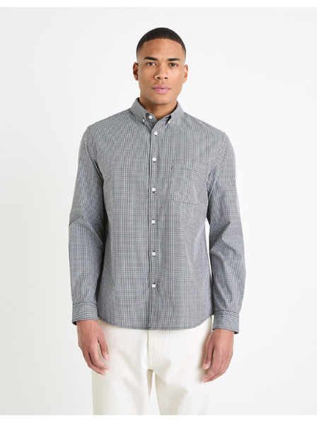 Celio Schwarzes gemustertes Herrenhemd Celio Gaopur